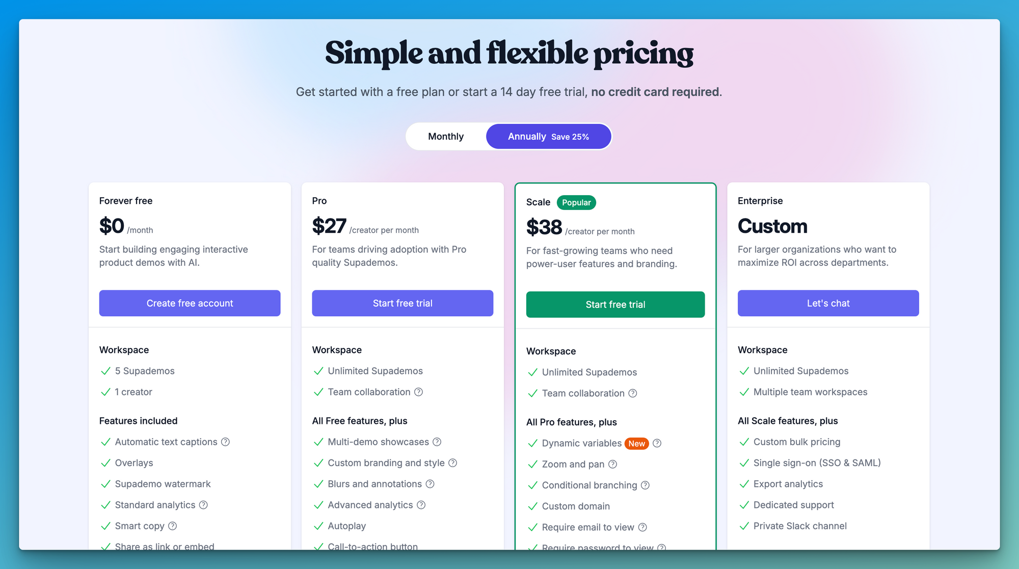 Supademo, Navattic alternative, pricing plan details