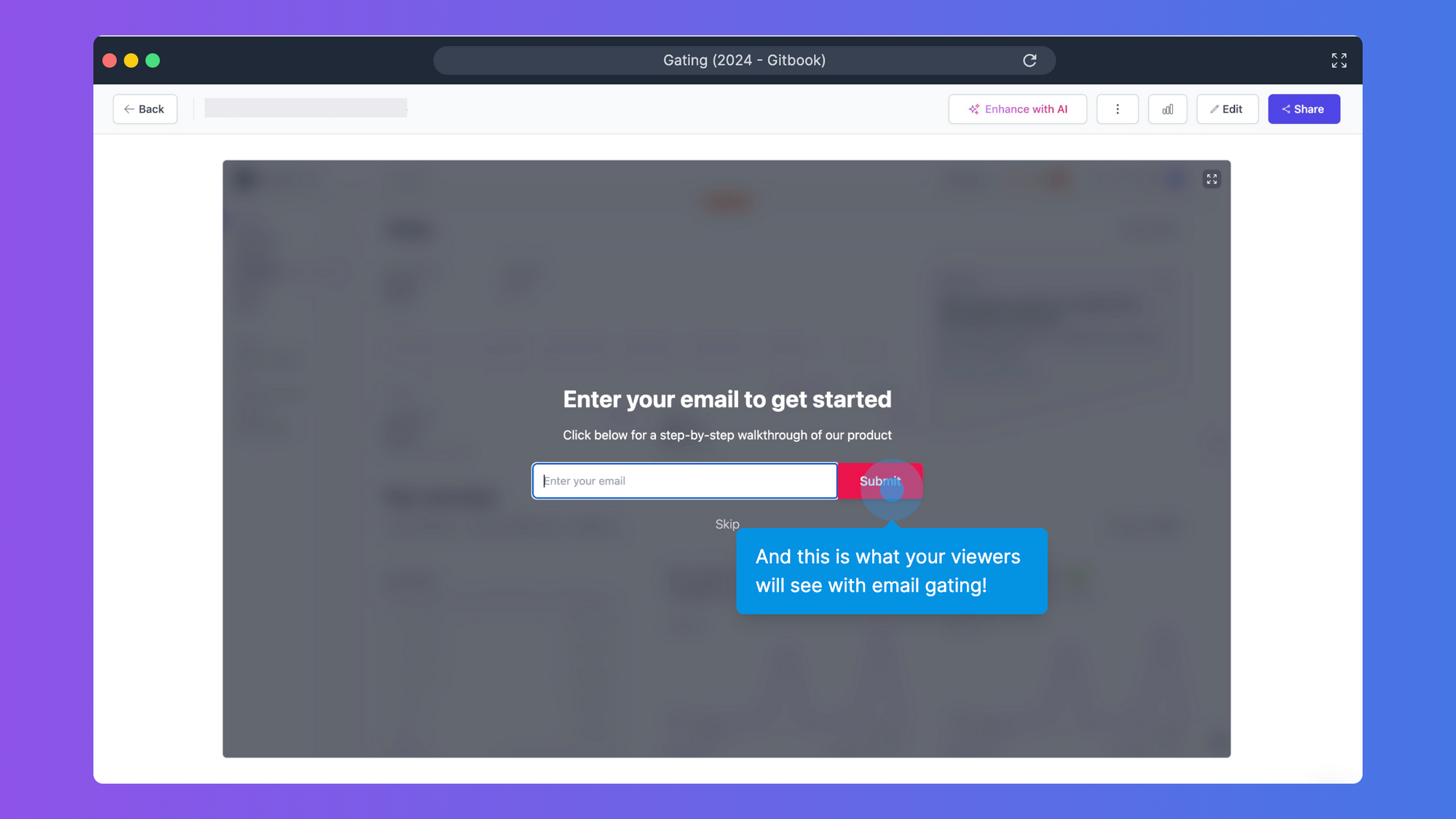 Supademo, a demo automation software's, demo gating screenshot