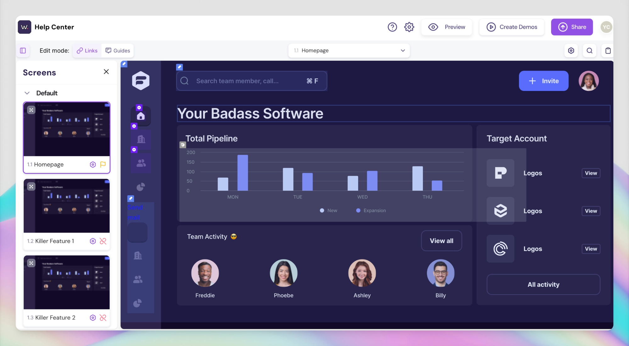 Demo snapshot using Walnut.io