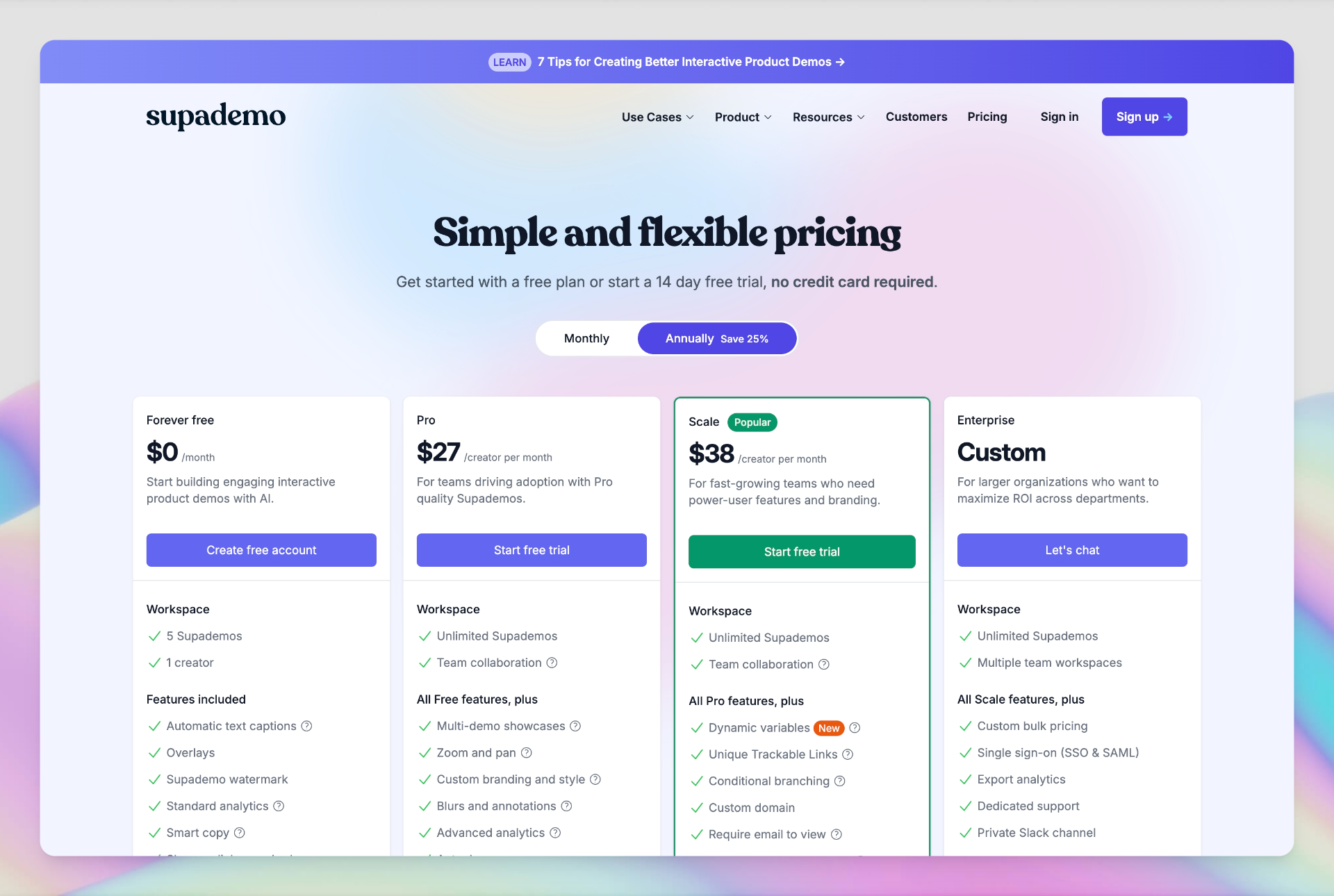 Supademo pricing when compared to Storylane's pricing