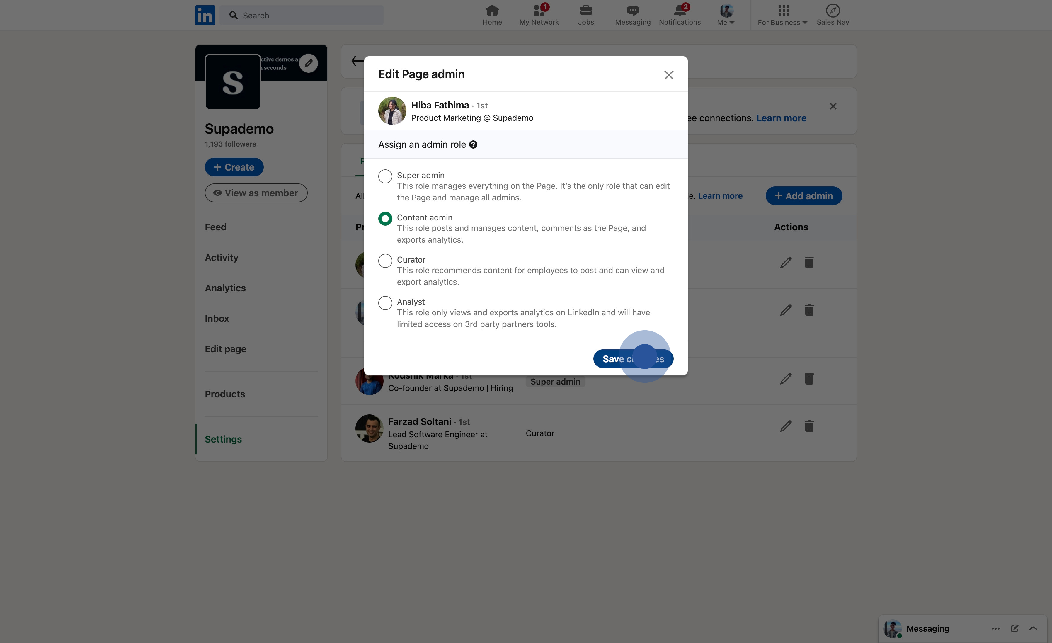 7 Click on "Save changes".
