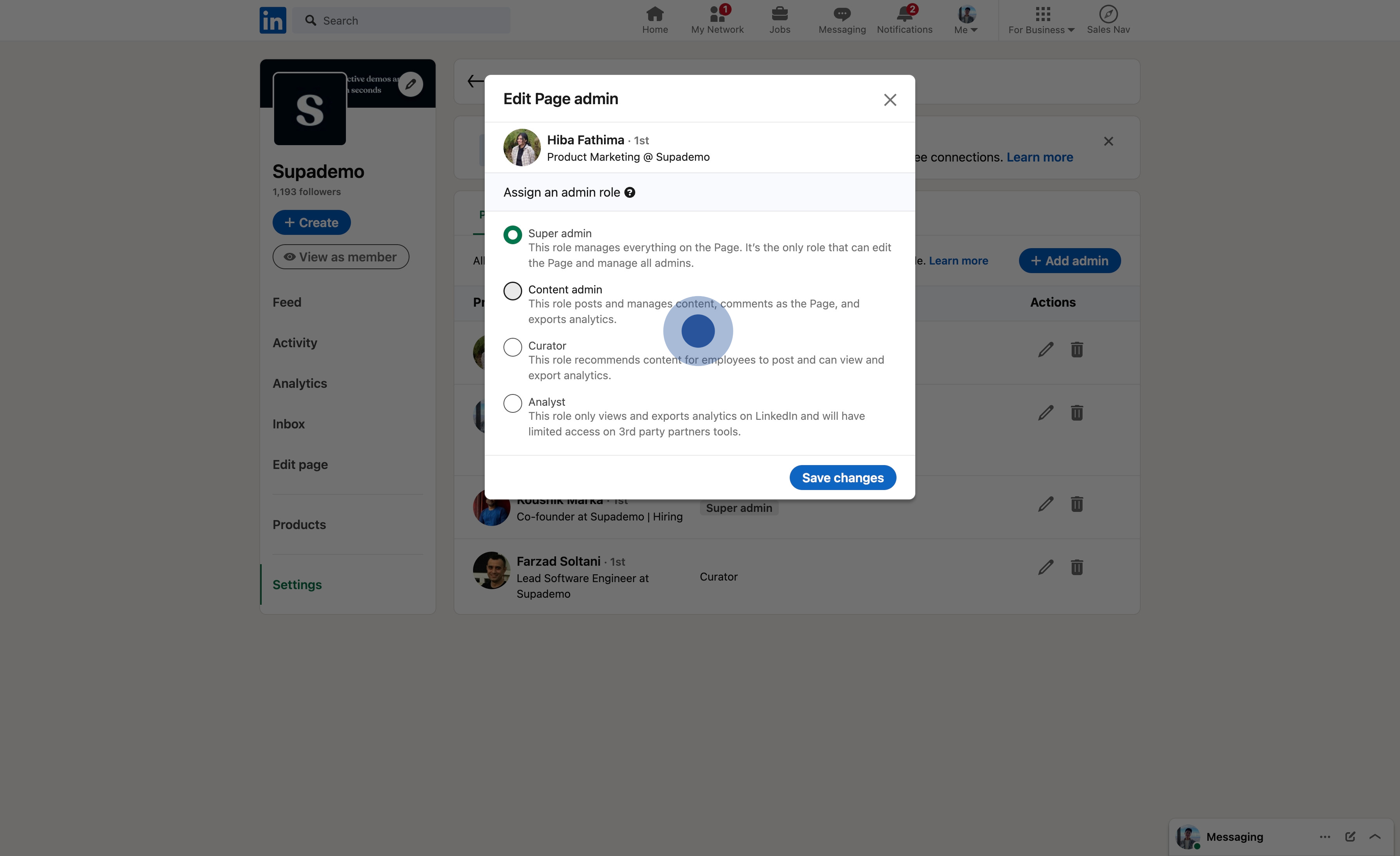 6 Click on "Content admin This role posts and manages content, comments ...".