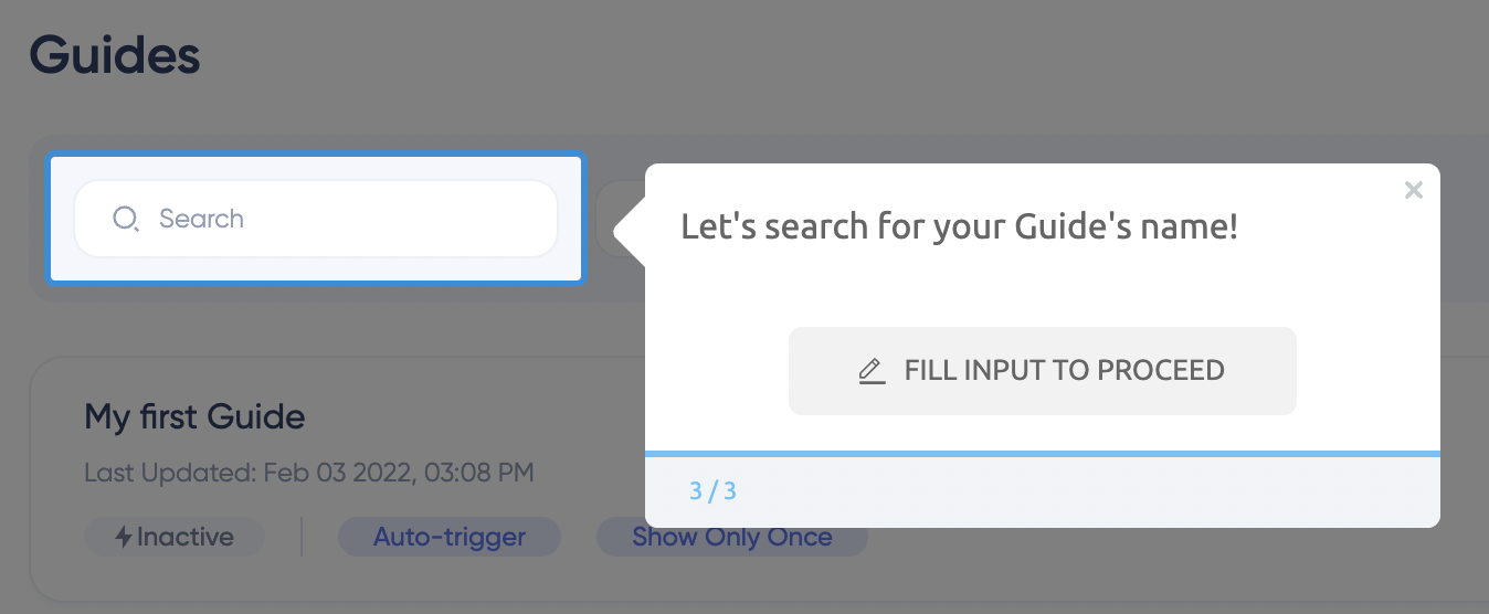 UserGuidingâs input field element screenshot