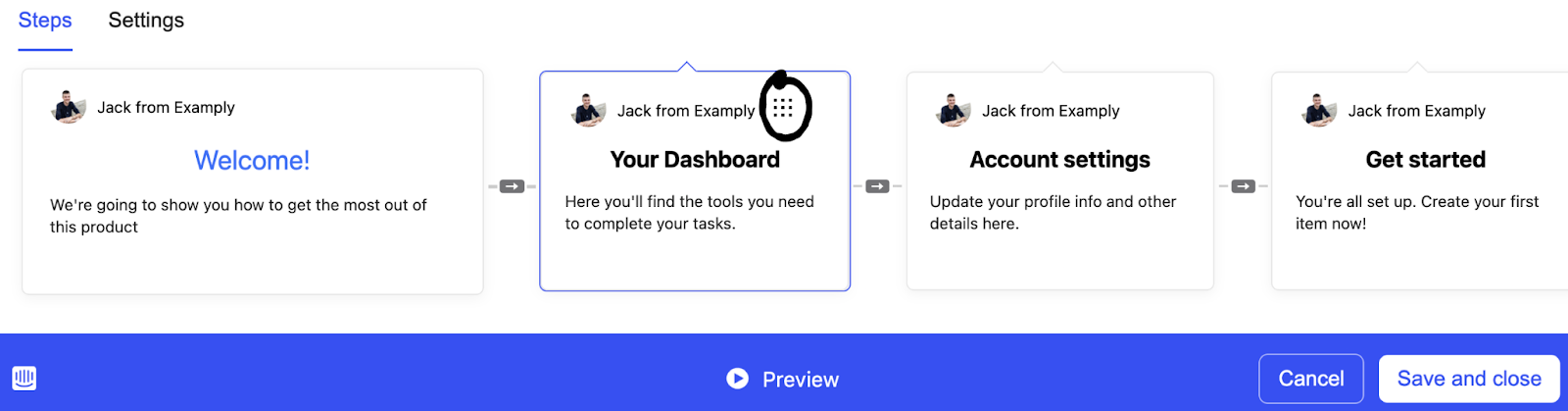 Intercomâs product tour dashboard builder