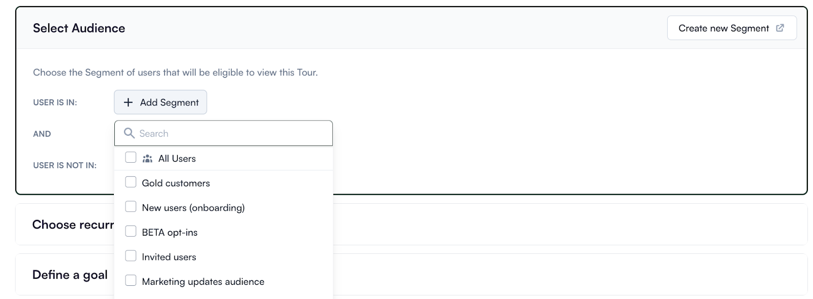 Chameleonâs user segment dashboard screenshot