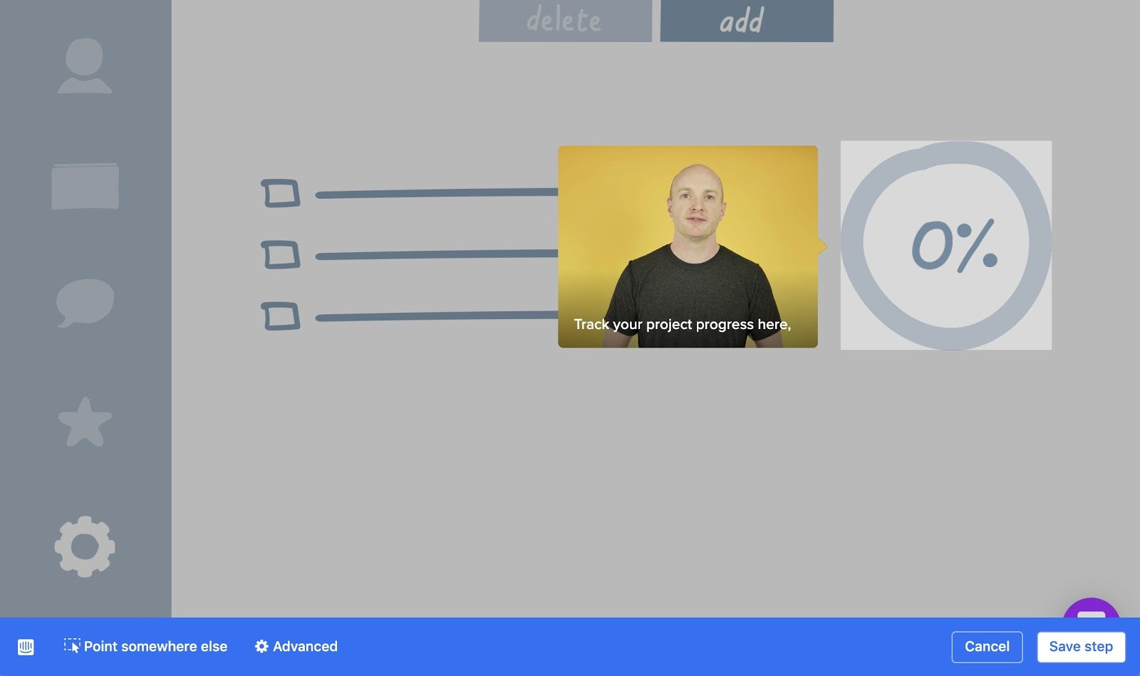 Intercomâs video embed in product tour snapshot
