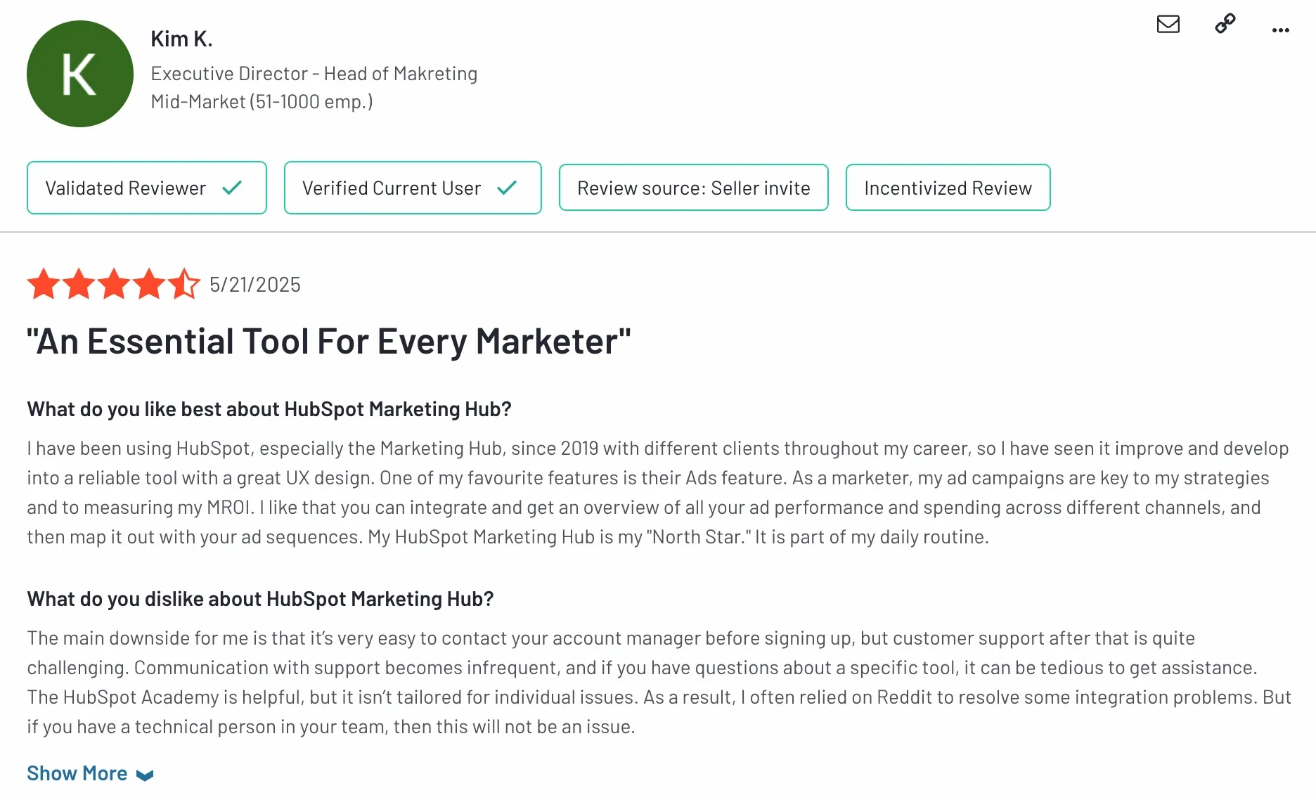 HubSpot Marketing Hub G2 Review
