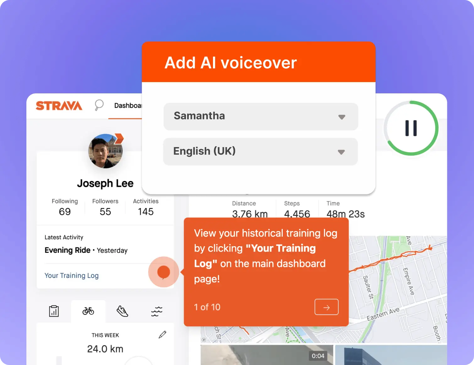 Example strava demo created using Supademo