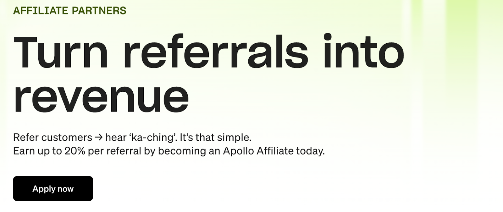 Screenshot of Apollo's affiliate marketing program page