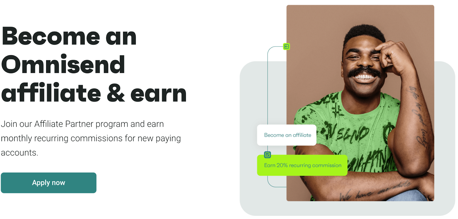 Screenshot of Omnisend's affiliate marketing program page