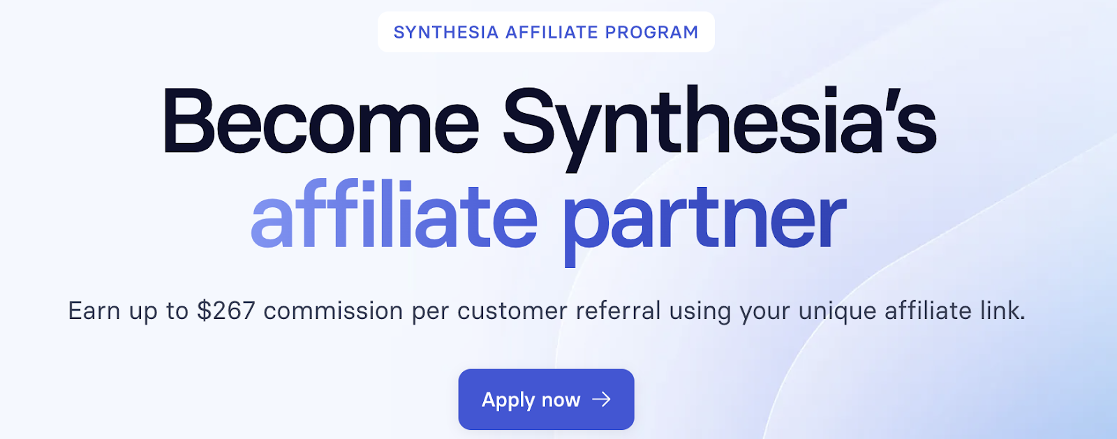 Screenshot of Synthesia's affiliate marketing program page