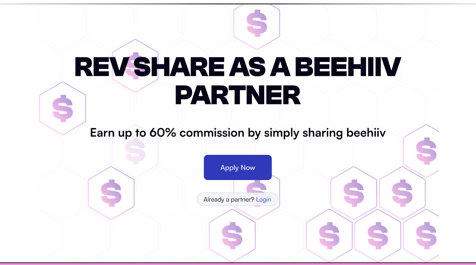 Screenshot of beehiiv's affiliate marketing program page