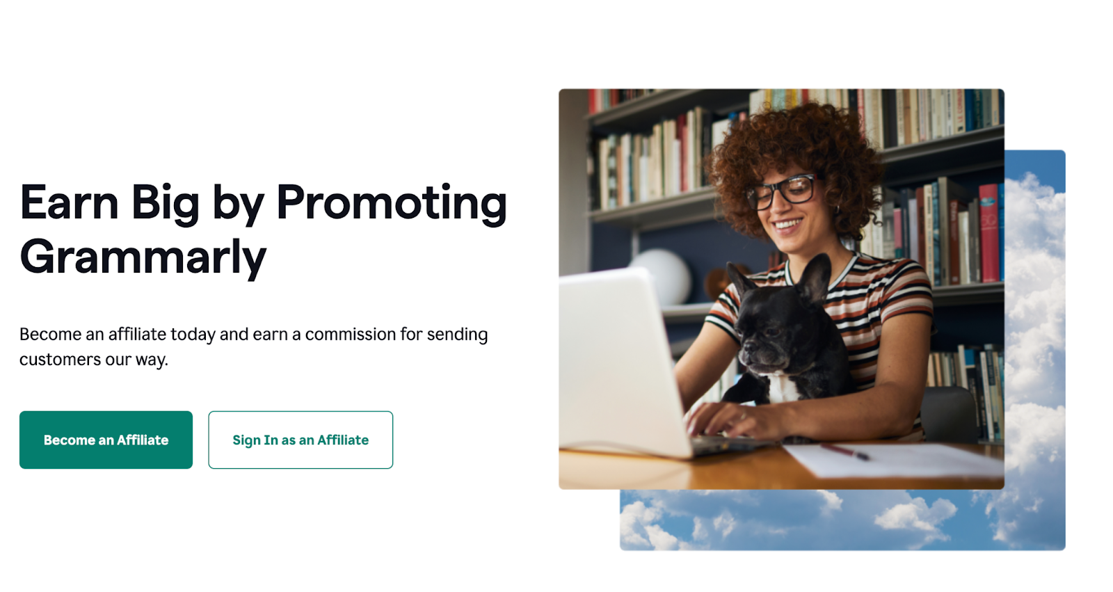 Screenshot of Grammarly's affiliate marketing program page