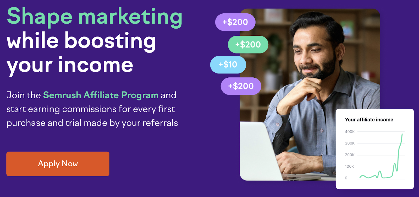 Screenshot of Semrush's affiliate marketing program page