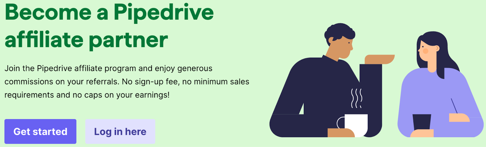 Screenshot of Pipedrive's affiliate marketing program page