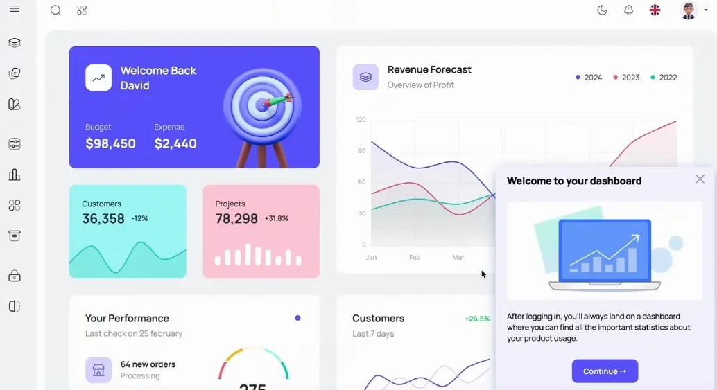 Usetiful dashboard displaying product tours, customer insights, and engagement analytics.
