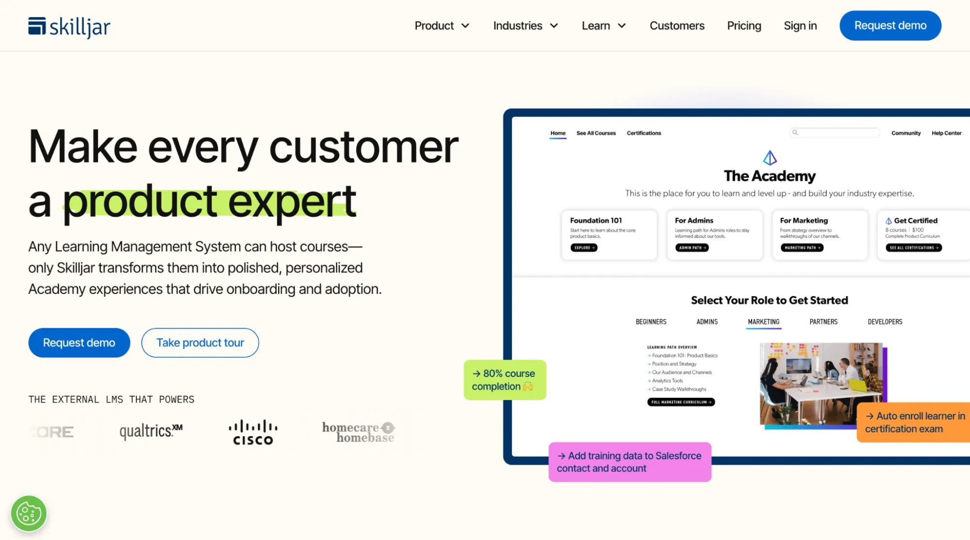 Skilljar customer education platform with academy interface