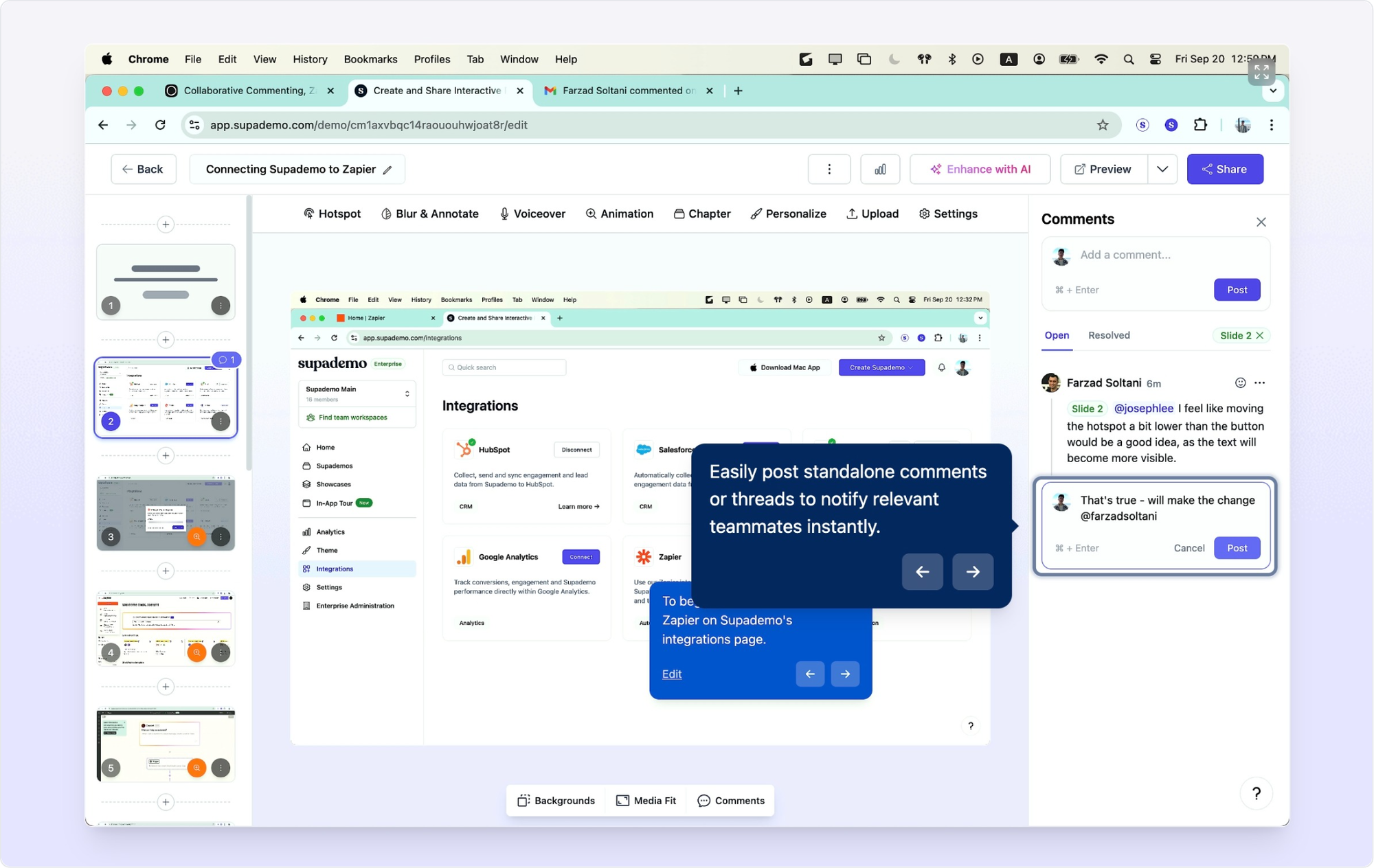 Supademo comments UI