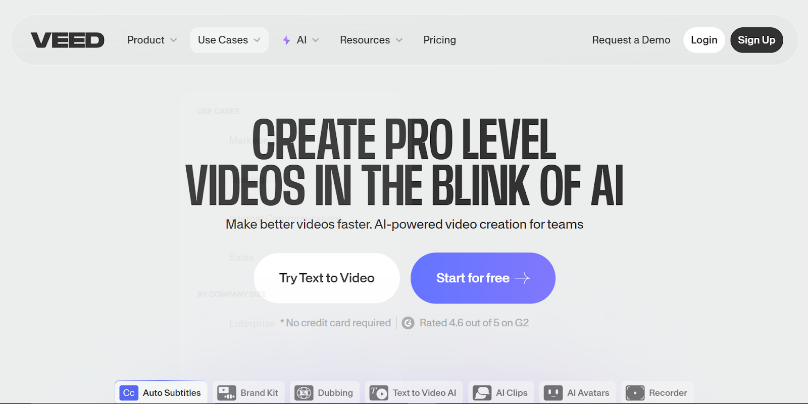 Veed.io's homepage screenshot