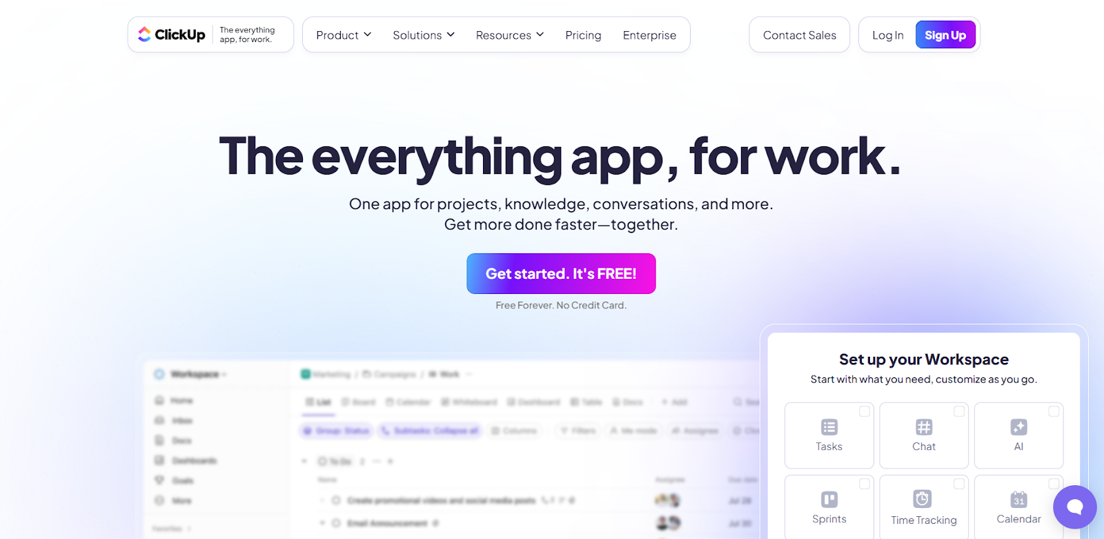 ClickUp homepage screenshot