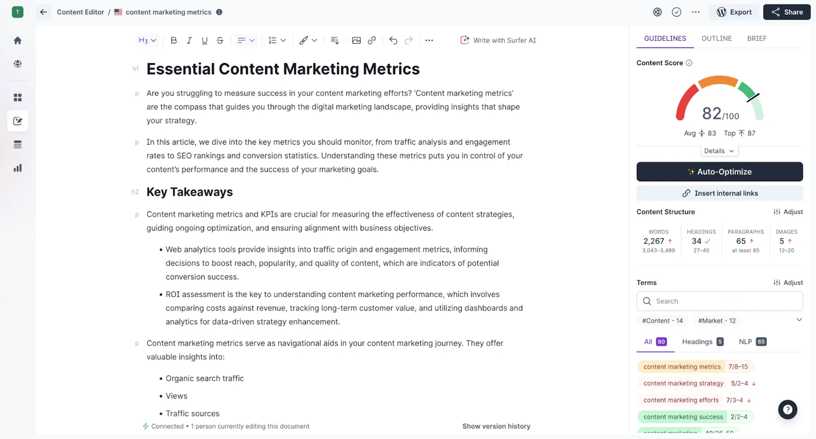 Surfer SEO user interface screenshot