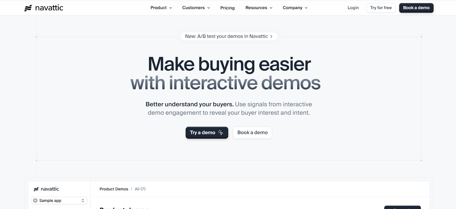 Navattic's homepage