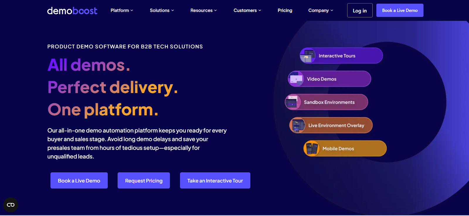 Demoboost homepage screenshot
