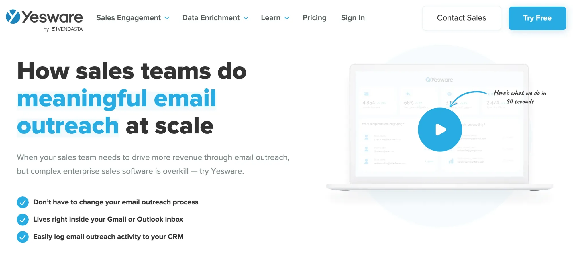Yesware helps you monitor email outreach and recipient engagement easily