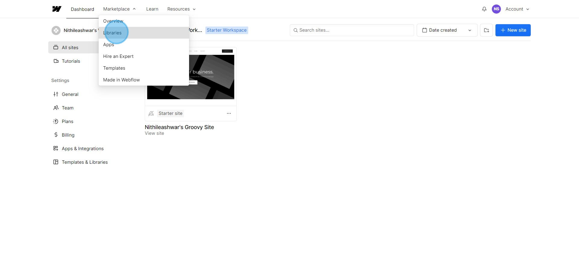 2 Click on "Libraries"