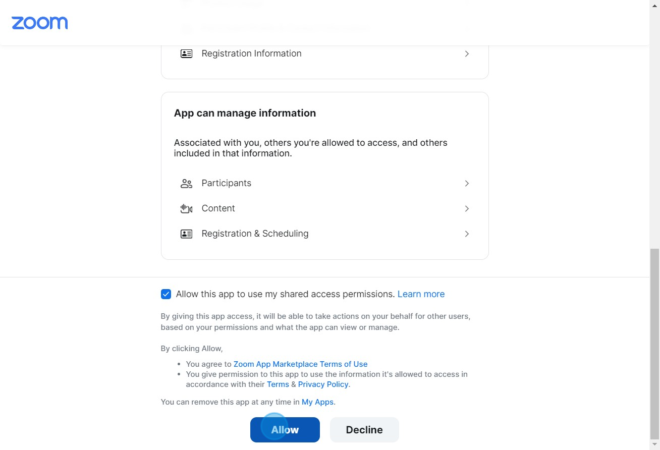 6 Click on "Allow"