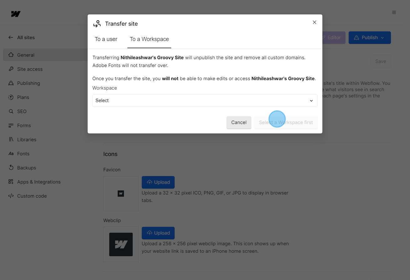 9 Click on "Cancel"