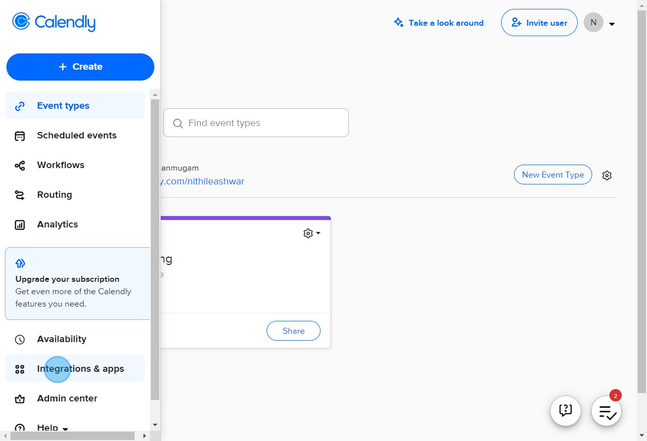 1 Click on "Integrations & apps"