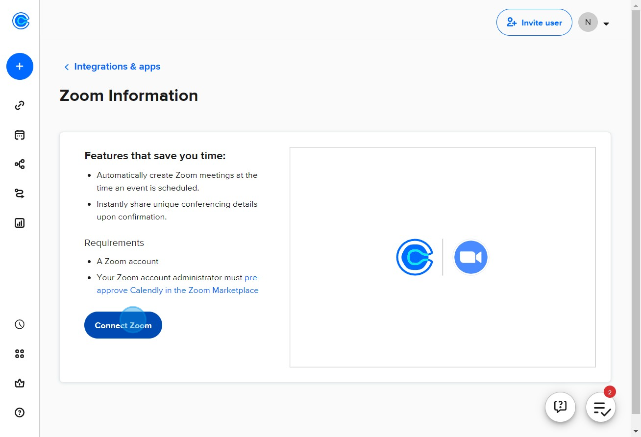 3 Click on "Connect Zoom"