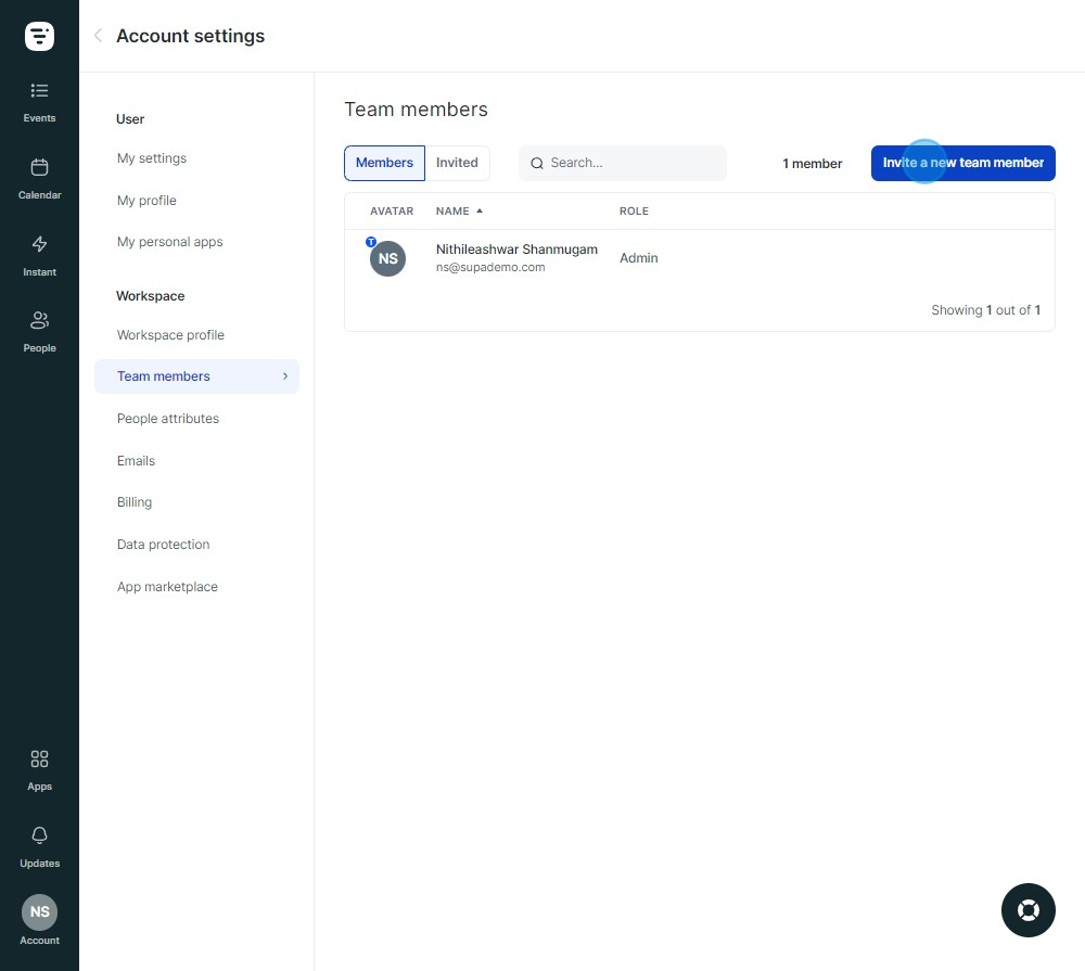 5 Click on "Team members"