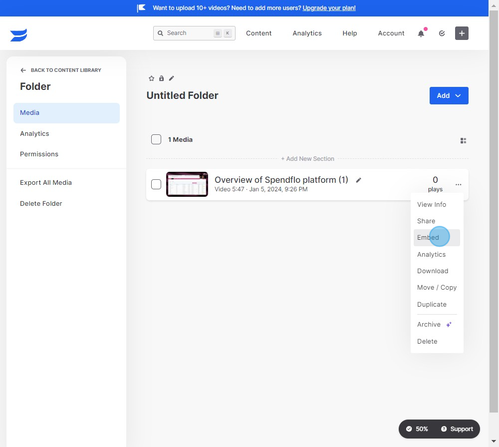 10 Click on "Embed"