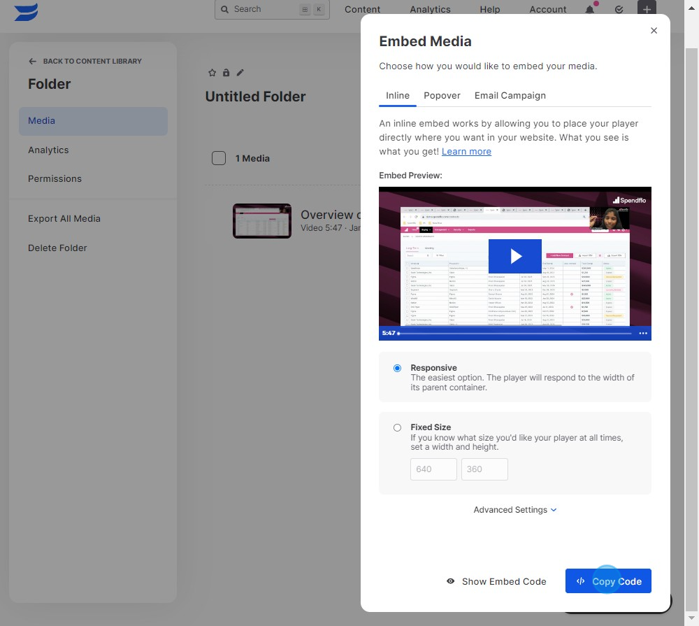 11 Click on "Copy Code"