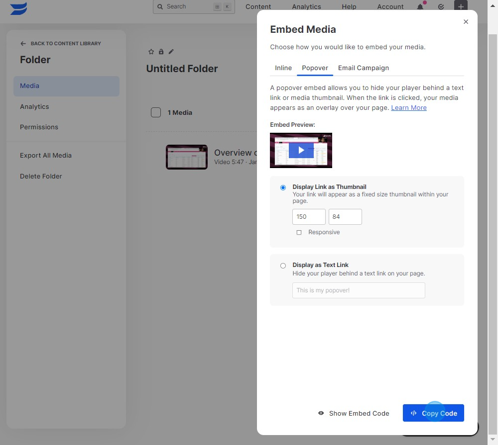 12 Click on "Copy Code"