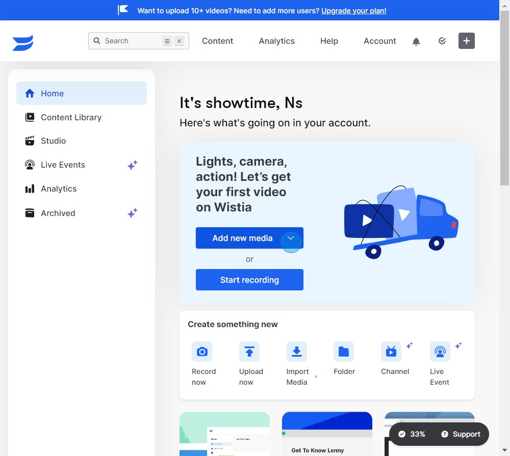 1 Click on "Add new media"