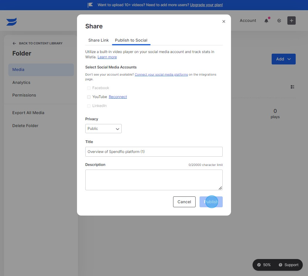 9 Click on "Publish"