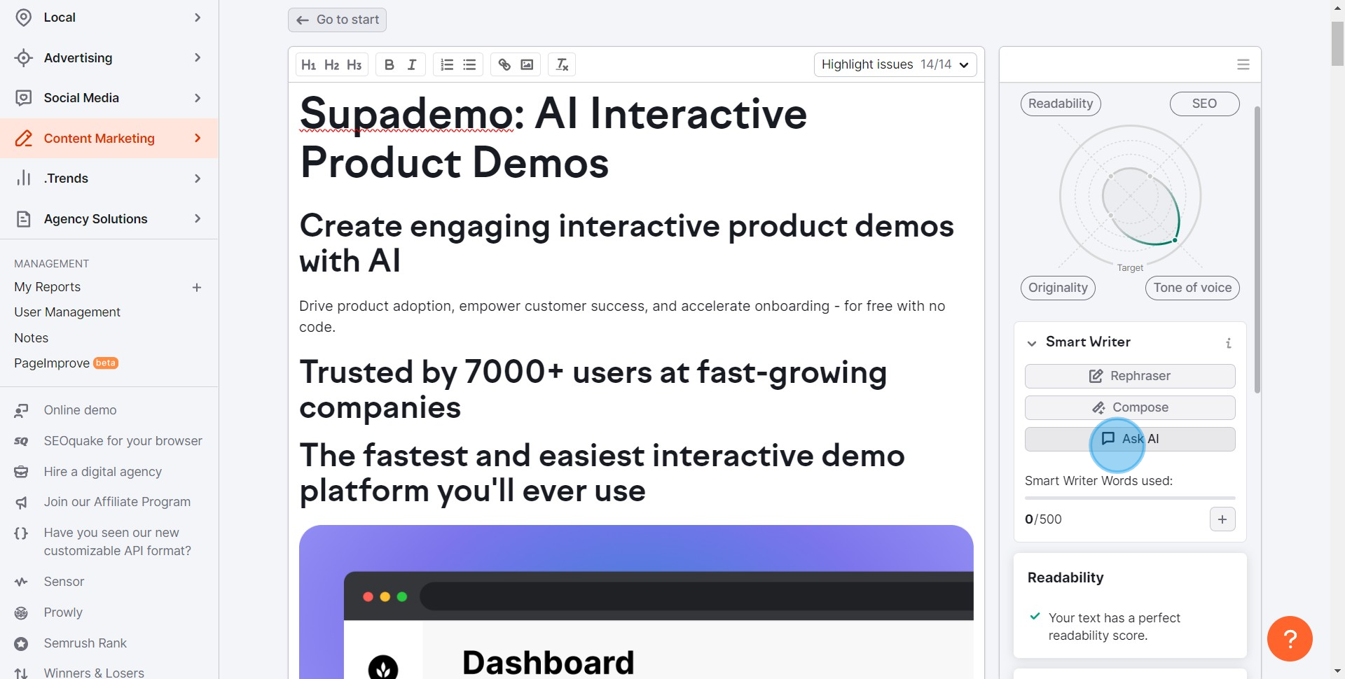 7 Click on "Ask AI"
