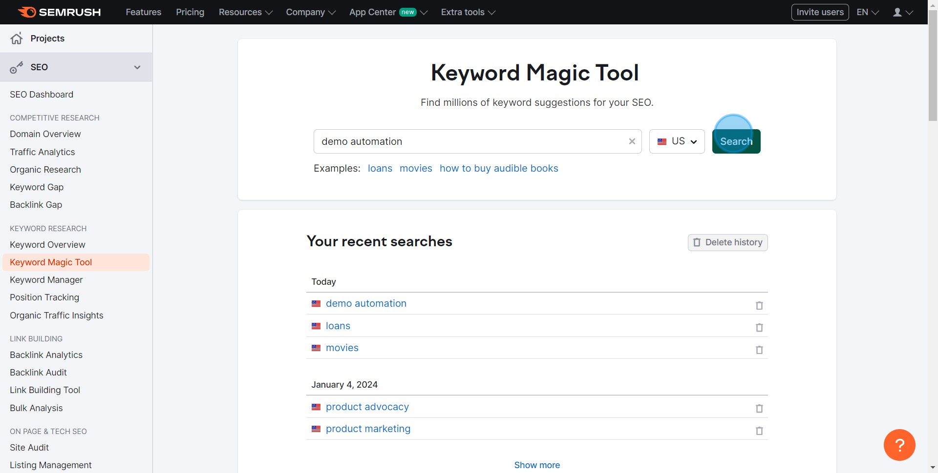 4 Click on "Search"