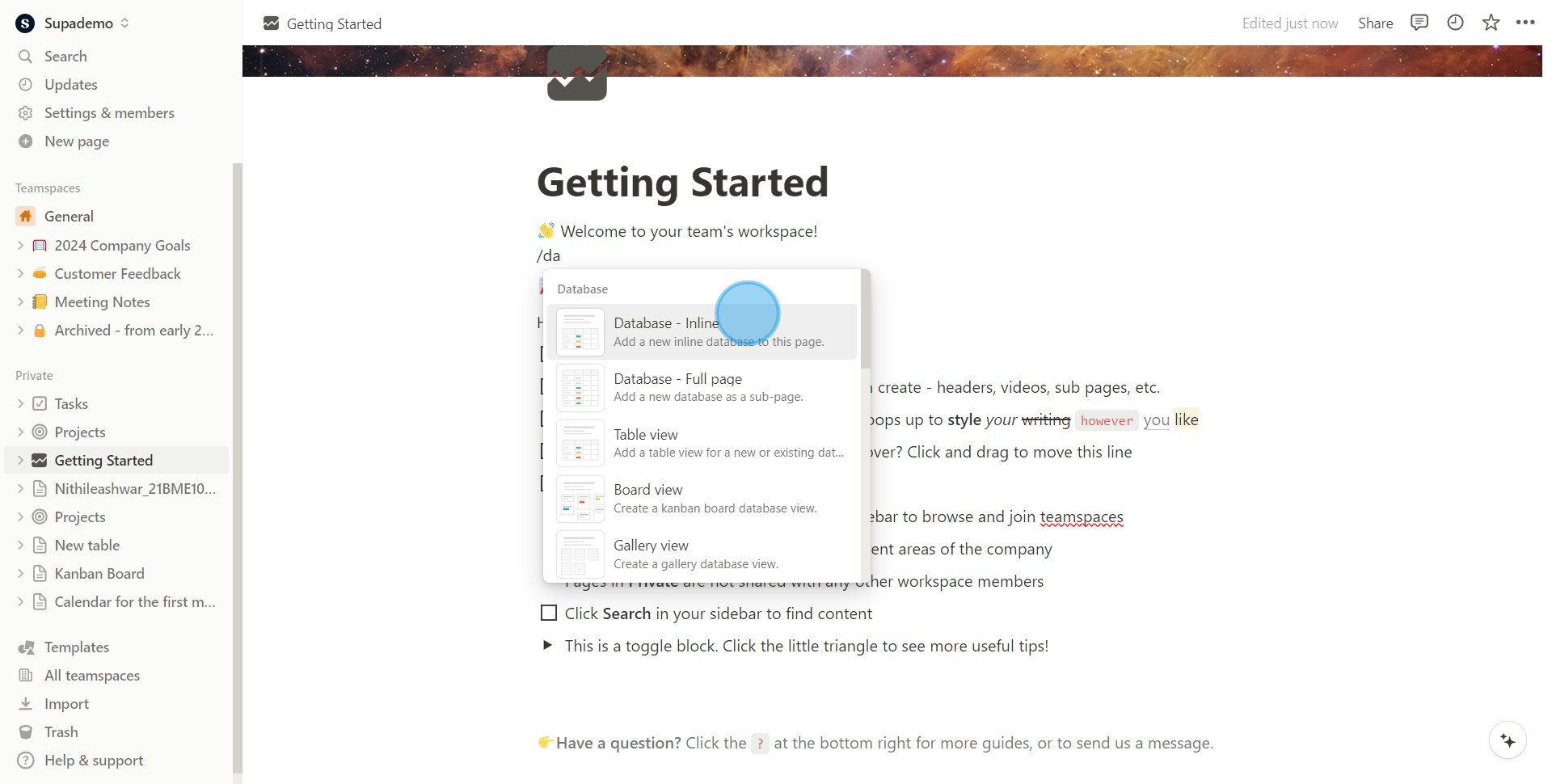 1 Click on "Database - Inline"
