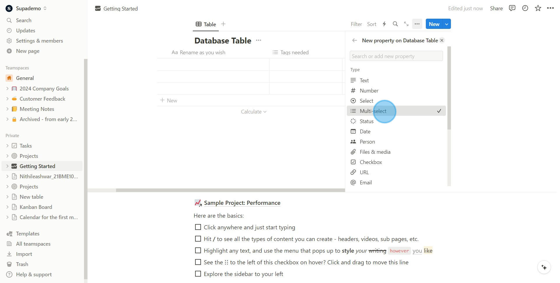 8 Click on "Multi-select"