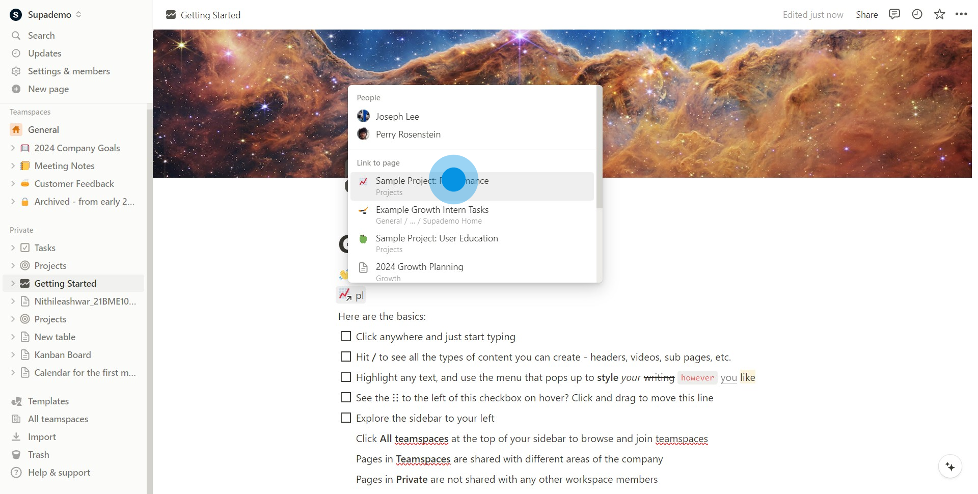 2 Click on "Sample Project: Performance"