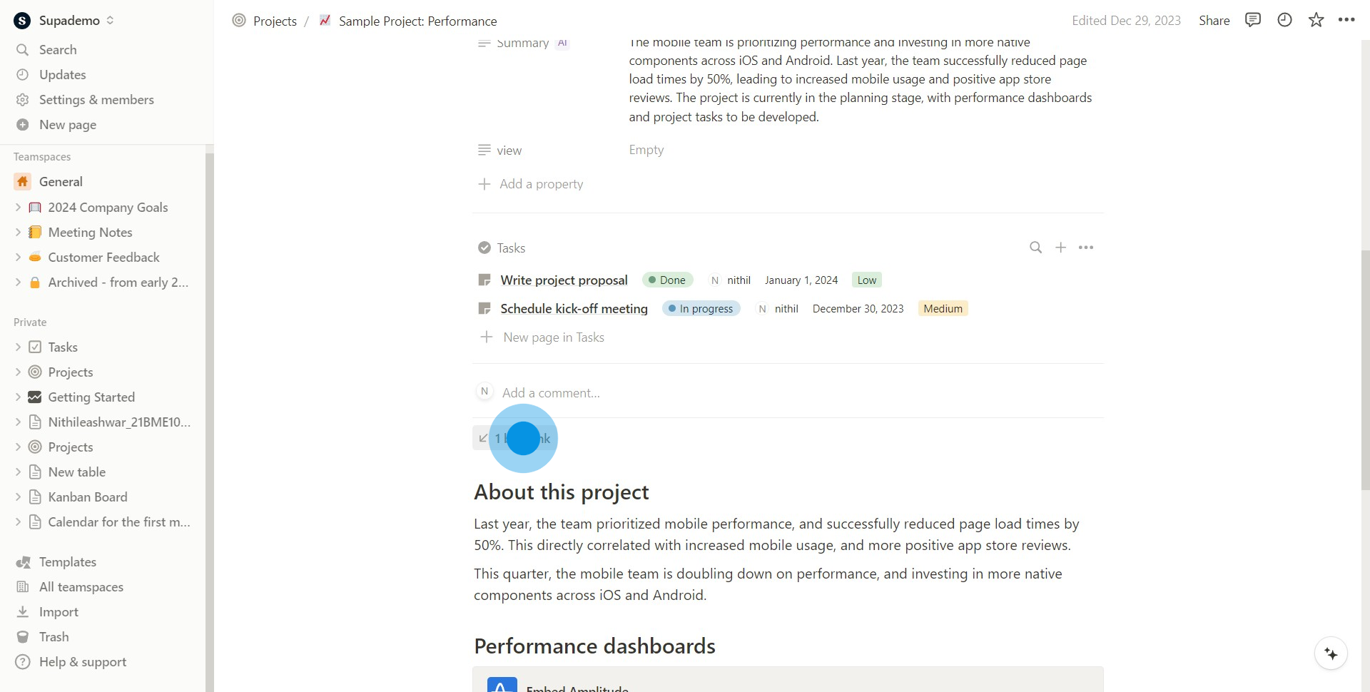 4 Click on "1 backlink"