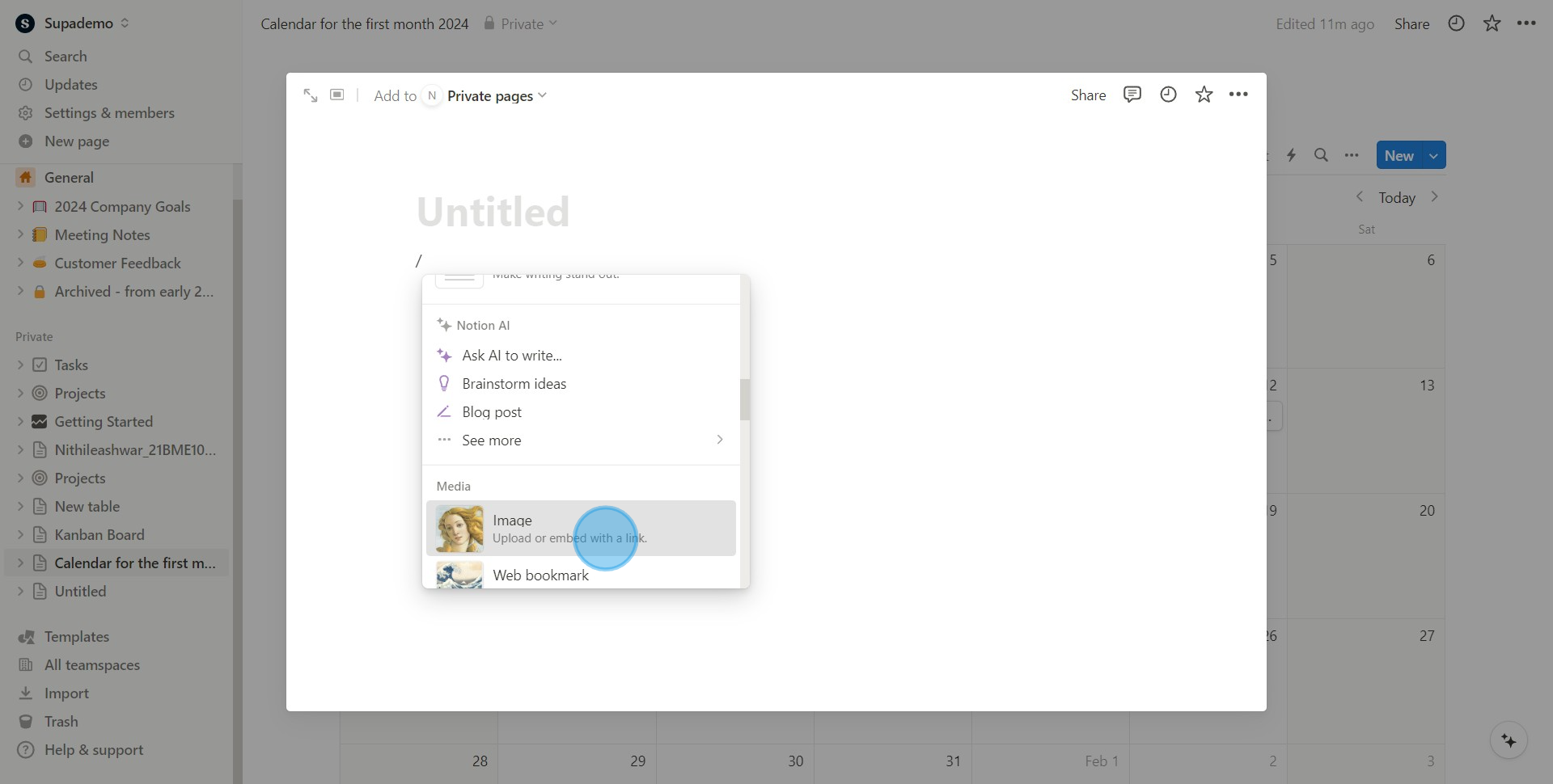 4 Click on "Upload or embed with a link."