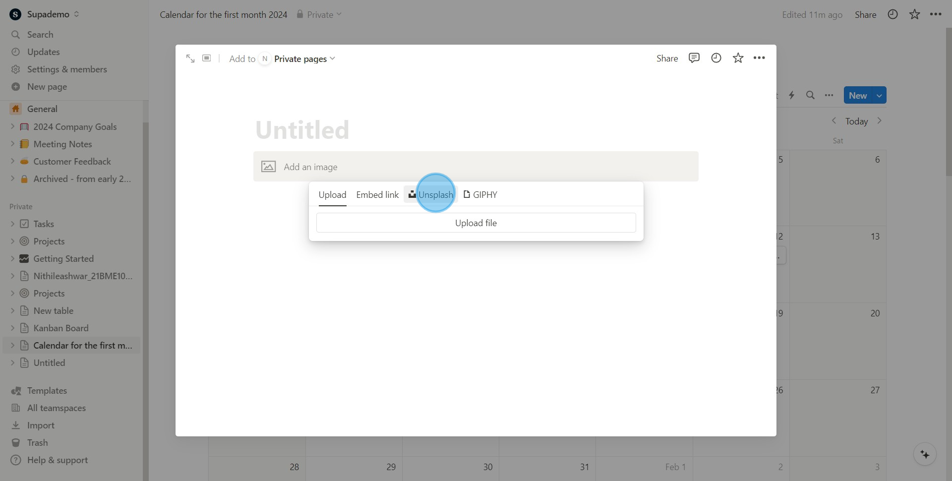 5 Click on "Unsplash"