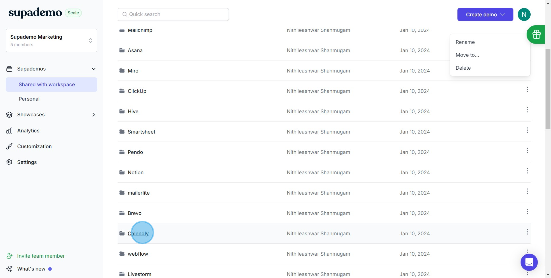 1 Click on "Calendly"