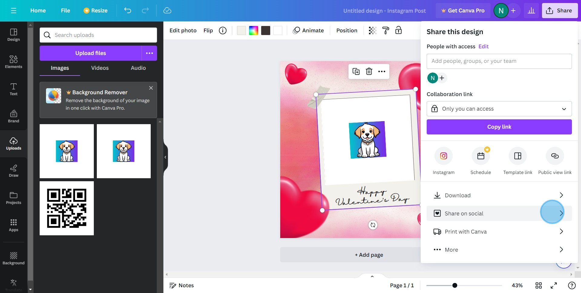10 Click on "Share on social"