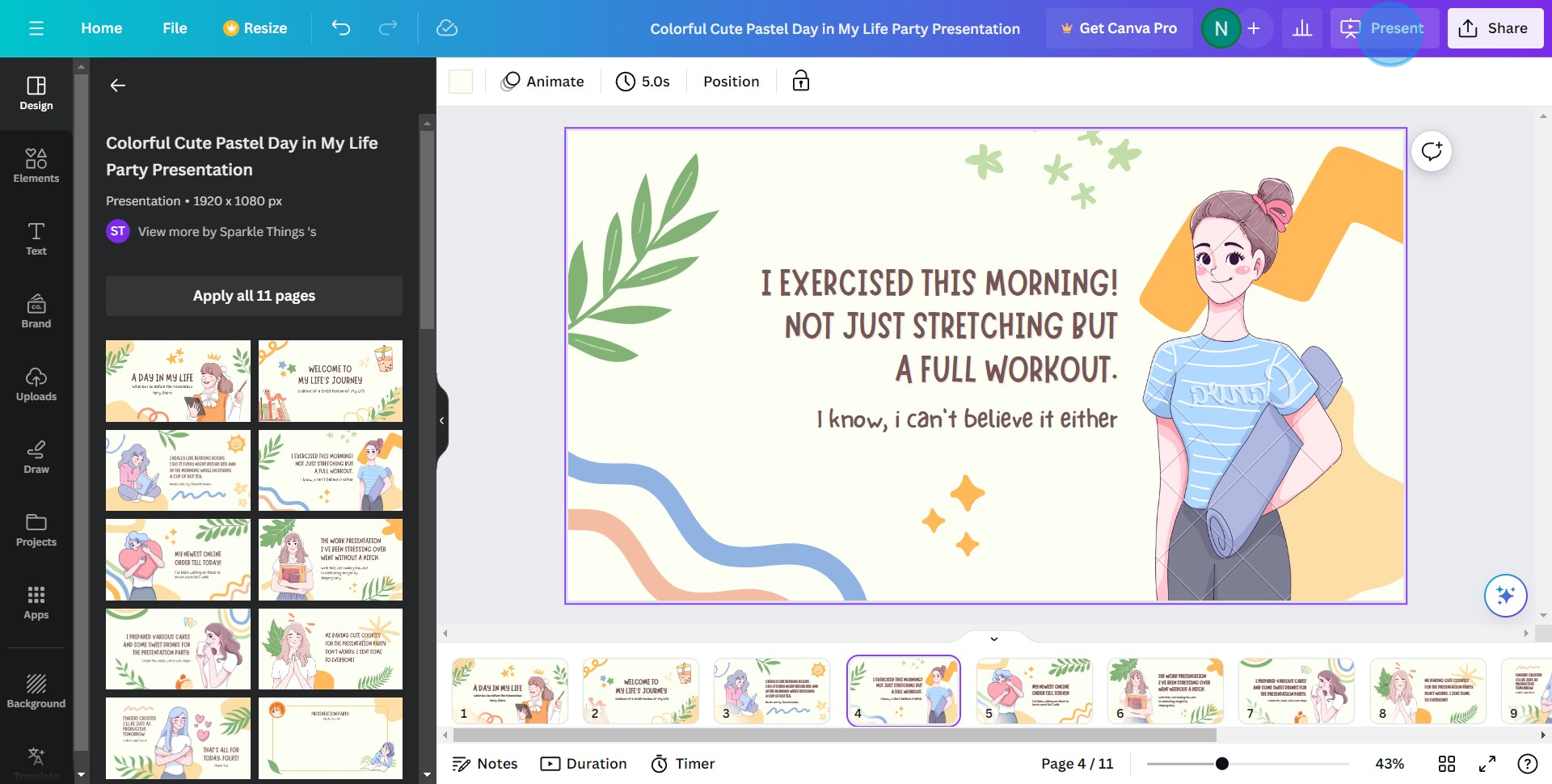 5 Click on "Present"